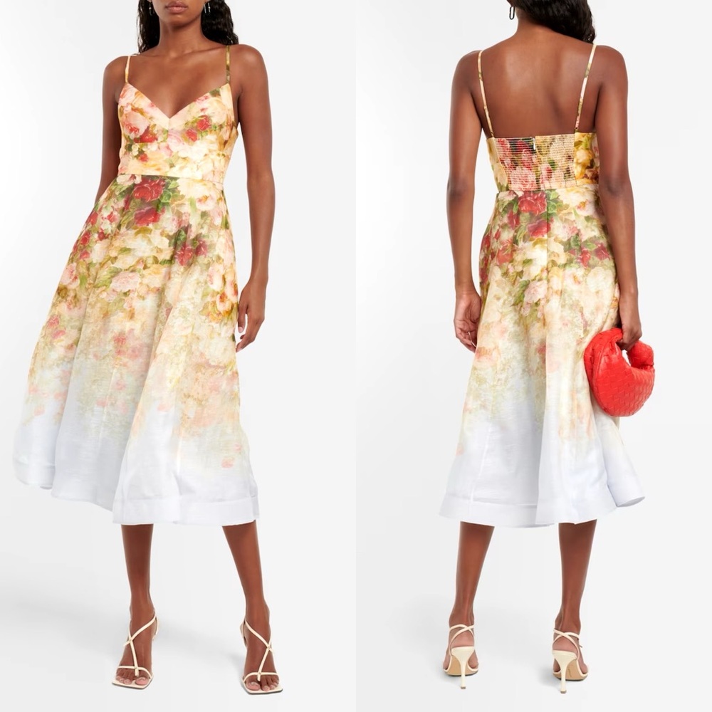 🖤SOLD🖤 Zimmermann Garden Picnic Linen & Silk Dress, Size 4 (fits like 12 US) - Picture 3 of 17